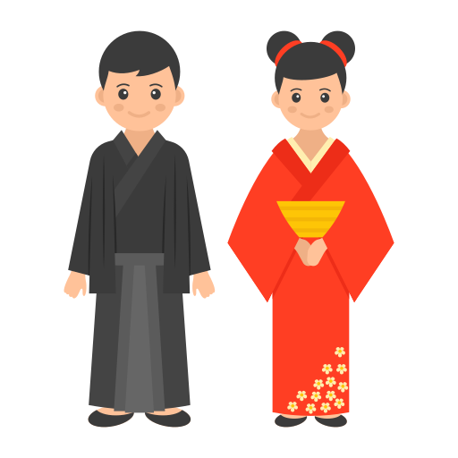 Man and woman in traditional Japanese dress